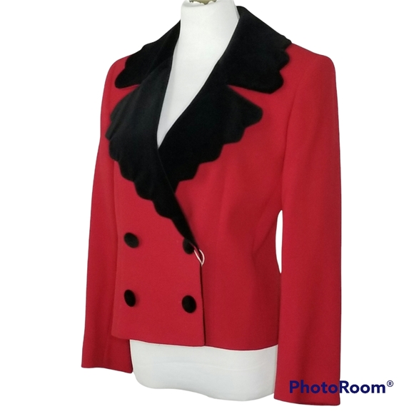 Sold Other Platform! Valentino Blazer Jacket NWT Lambs Wool Red Double Breasted - Picture 4 of 16
